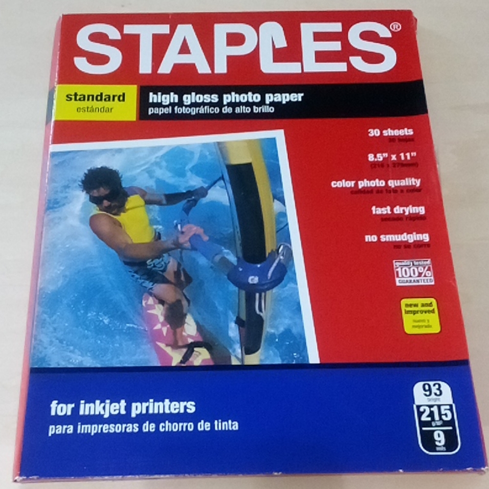 2/$20 8.5"x11" Staples Photo Paper